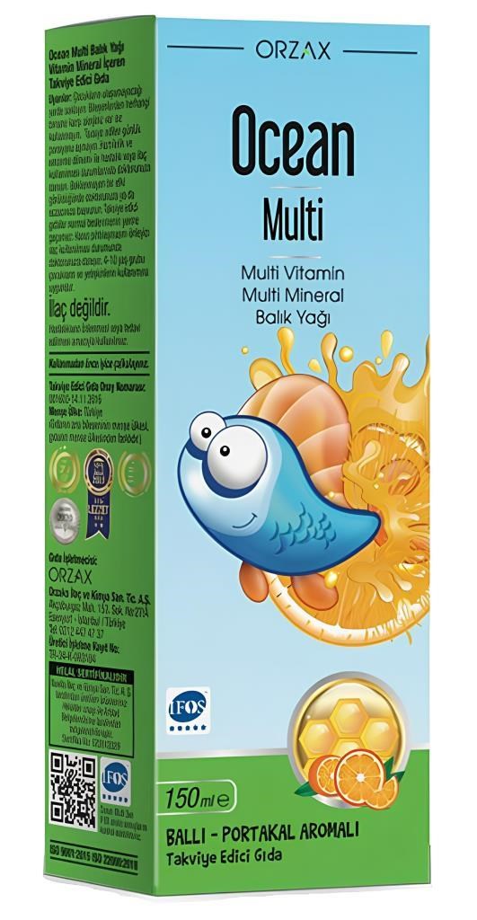Ocean Multi Omega 3 Ballı Portakal Aromalı Balık Yağı 150 mlOcean Multi Omega 3 Ballı Portakal Aromalı Balık Yağı 150 mlOcean