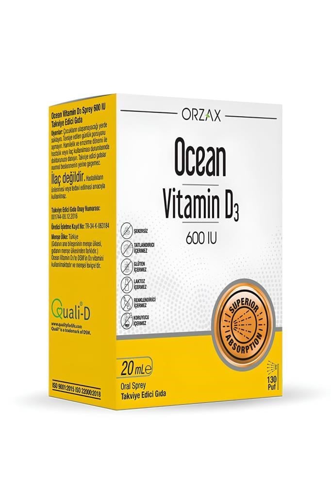 Ocean Vitamin D3 600 IU Sprey 20 ml Pratik | Hızlı KargoOcean Vitamin D3 600 IU Sprey 20 mlOcean