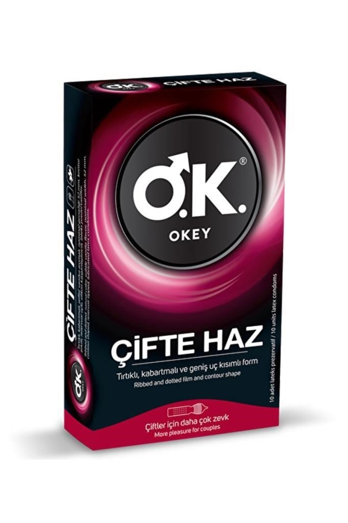 Okey Çifte Haz 10’lu Prezervatif TırtıklıOkey Çifte Haz 10lu PrezervatifOkey