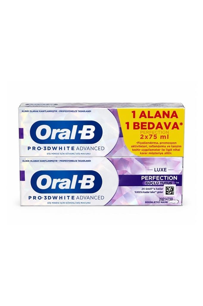 Oral-B 3D White Luxe Perfection Diş Macunu 2li 🦷Oral-B Pro 3D White Advanced Luxe Perfection Diş Macunu 75 ml 2liOral-B