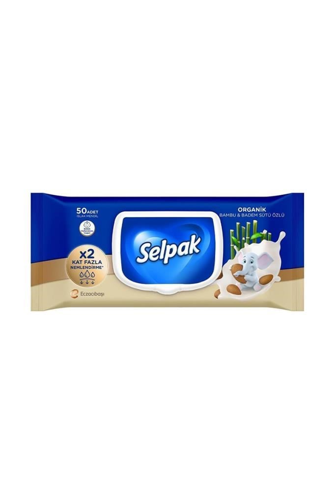Selpak Organik Bambu ve Badem Sütü Özlü 50 Yaprak Islak MendilSelpak
