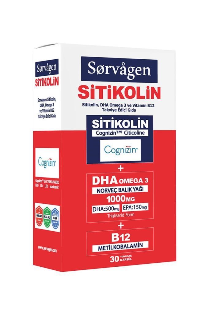 Sorvagen Sitikolin DHA Omega 3 ve B12 30 Kapsül
