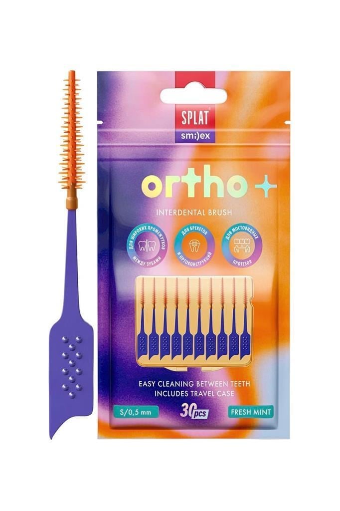 Splat | Smilex Ortho+ 0,5 mm 30'lu | Diş Arası FırçasıSplat 0,5mm S Beden Elastik Uçlu Diş Arası Fırçası Smilex Ortho+ Nane AramolıSplat
