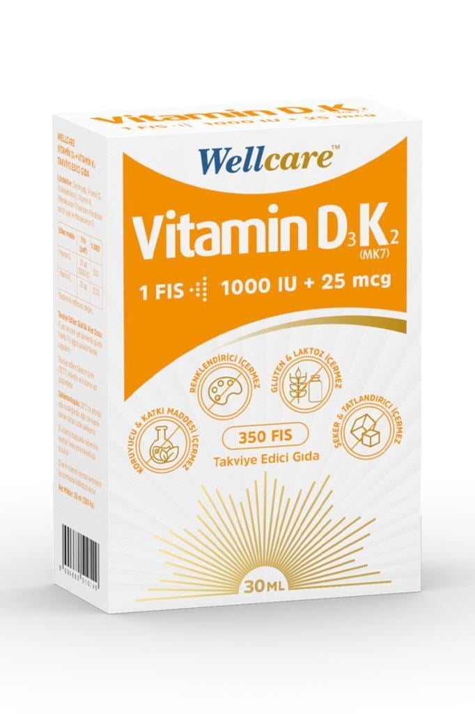 Wellcare Vitamin D3+K2 1000 IU Sprey 30 mlWellcare Vitamin D3+K2 1000 IU Sprey 30 mlWellcare