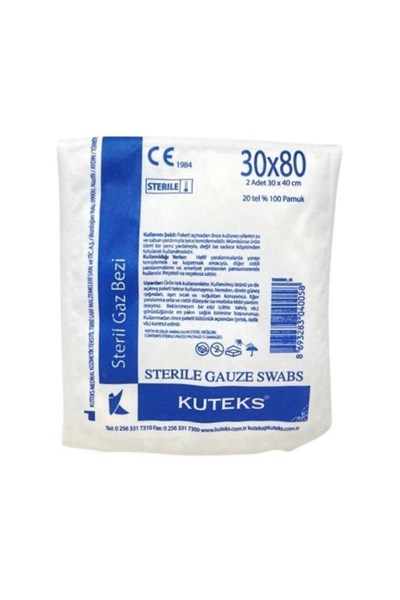 Kuteks Steril Gazlı Bezi 30 x 80 cm 100'lü  Kuteks Steril Gazlı Bezi 30 x 80 cmKuteks