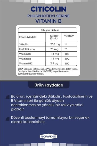 Nowdix Sitikolin Fosfotidilserin 150 ml