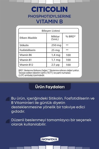 Nowdix Sitikolin Fosfotidilserin 150 ml