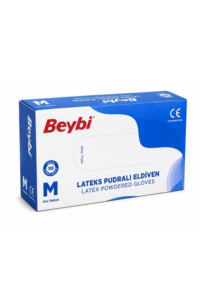 Beybi Lateks Pudralı Orta Boy (M) 100lü Muayene EldiveniBeybi