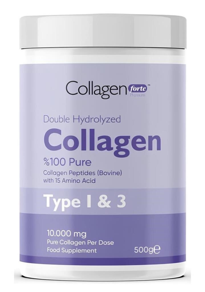 Collagen Forte Platinum 500 g Kollajen Tozu Collagen Forte Platinum Collagen Powder 500g, %100 Saf, Doğal Çift Hidrolize Kolajen Peptitler (50 PORSİYON)Collagen Forte