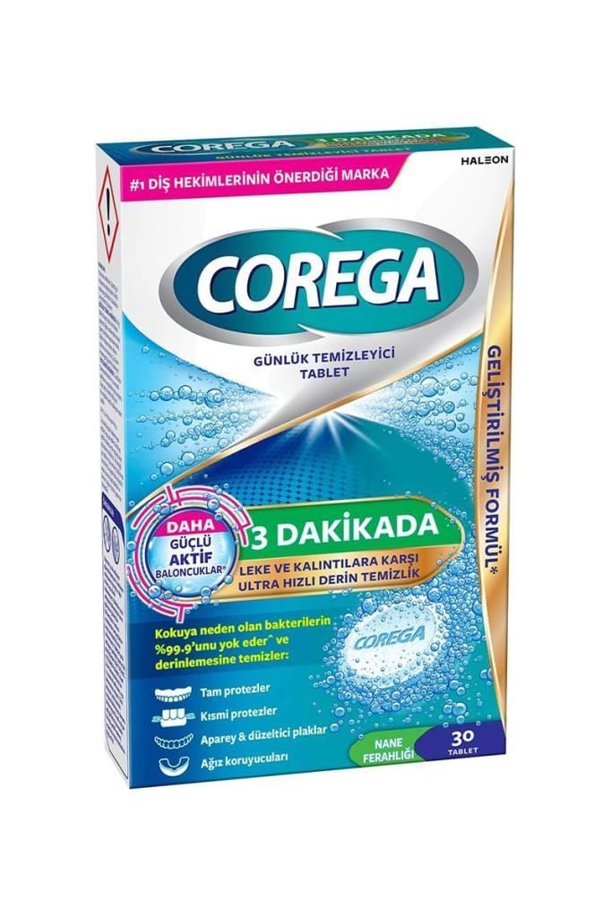 Corega Bio Diş Temizleme 30 Tablet Corega 3 Dakikada 30lu Protez Temizleme TabletiCorega