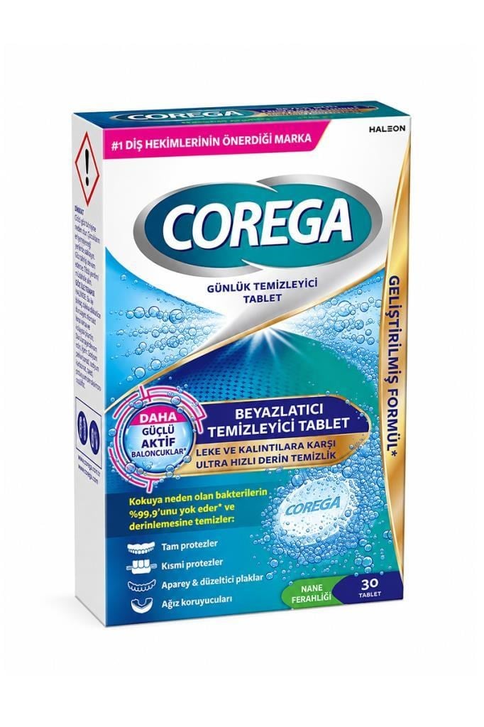Corega Diş Temizleyici Beyazlatıcı 30 Tablet Corega Beyazlatıcı 30lu Protez Temizleme TabletiCorega
