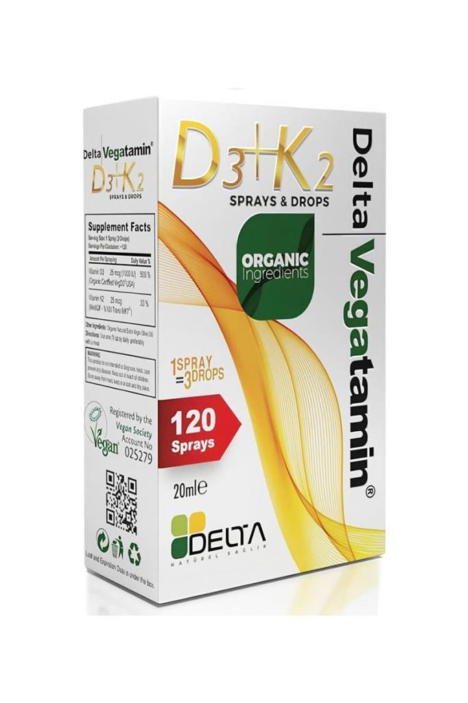 Delta Vegatamin D3K2 Sprey ve Damla 20 ml | DevVitrinDelta Vegatamin D3 K2 Sprey Damla 20 mlDelta