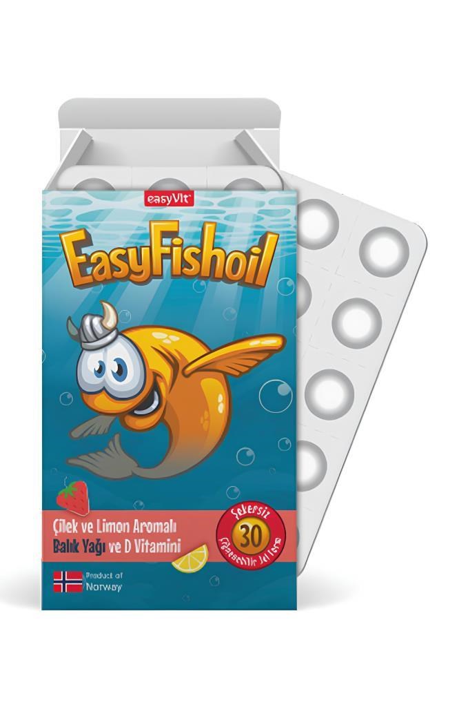 EasyVit EasyFishoil Omega 3 Çilek ve Limon Aromalı 30 TabletEasyVit EasyFishoil Omega 3 Çilek ve Limon Aromalı 30 TabletEasy Fishoil