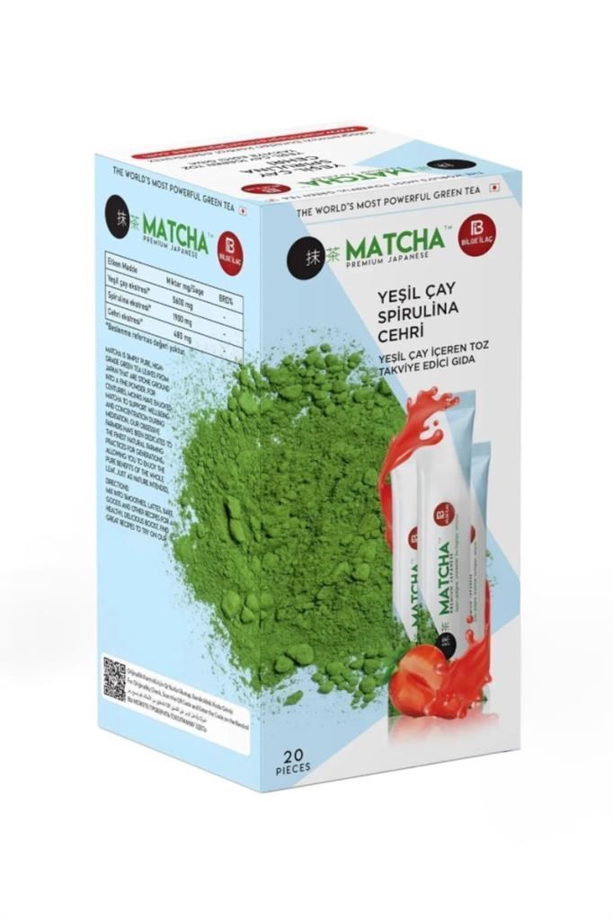 Matcha Yeşil Çay Spirulina Çilekli 20 ŞaseMatcha