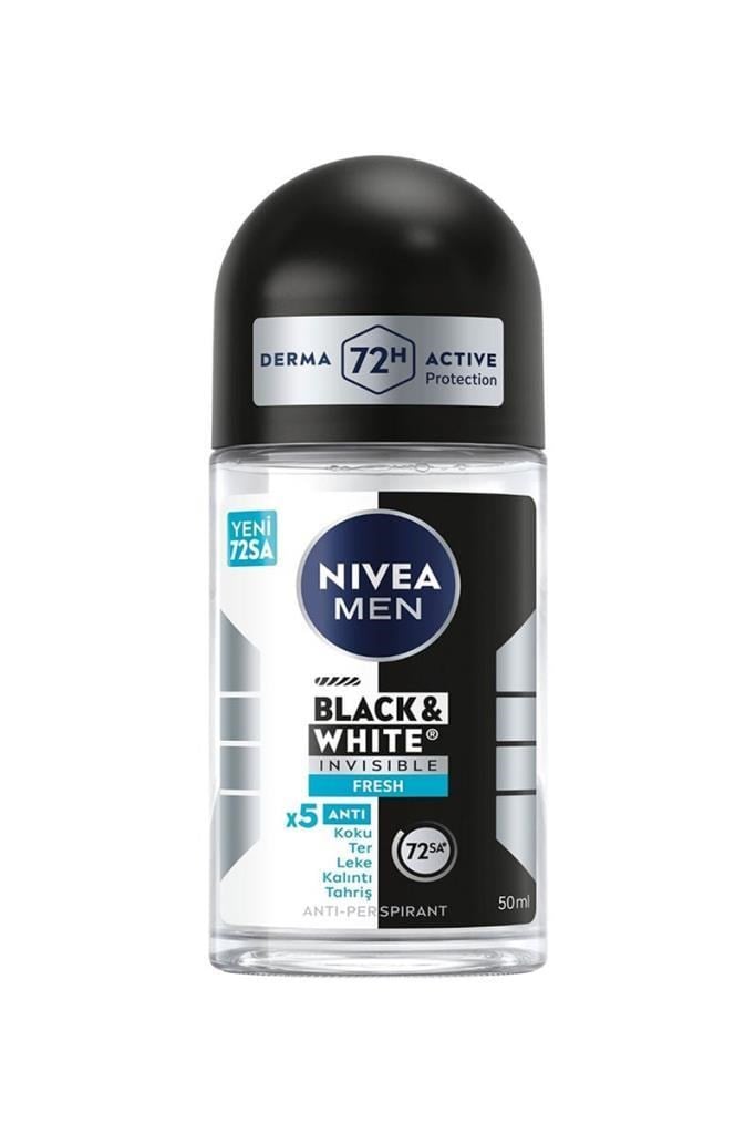 Nivea Men Invisible B&W Fresh 50 ml Roll-OnNivea Men Invisible Black & White Fresh 50 ml Erkek Roll-OnNivea