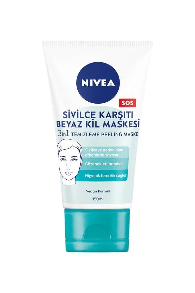 Nivea SOS 3 in 1 Beyaz Kil Maskesi 150 MLNivea Sos 3 in 1 Sivilce Karşıtı Beyaz Kil Maskesi 150 MLNivea
