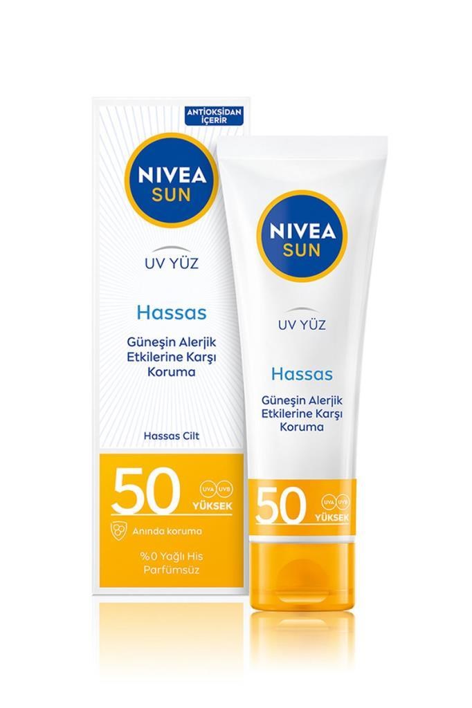 Nivea Sun Hassas Yüz Güneş Kremi Spf50Nivea Sun Hassas Yüz Güneş Kremi Spf50 - Güneş Alerjisine Karşı Koruyucu, Hassas Ciltlere Özel, 50 MlNivea