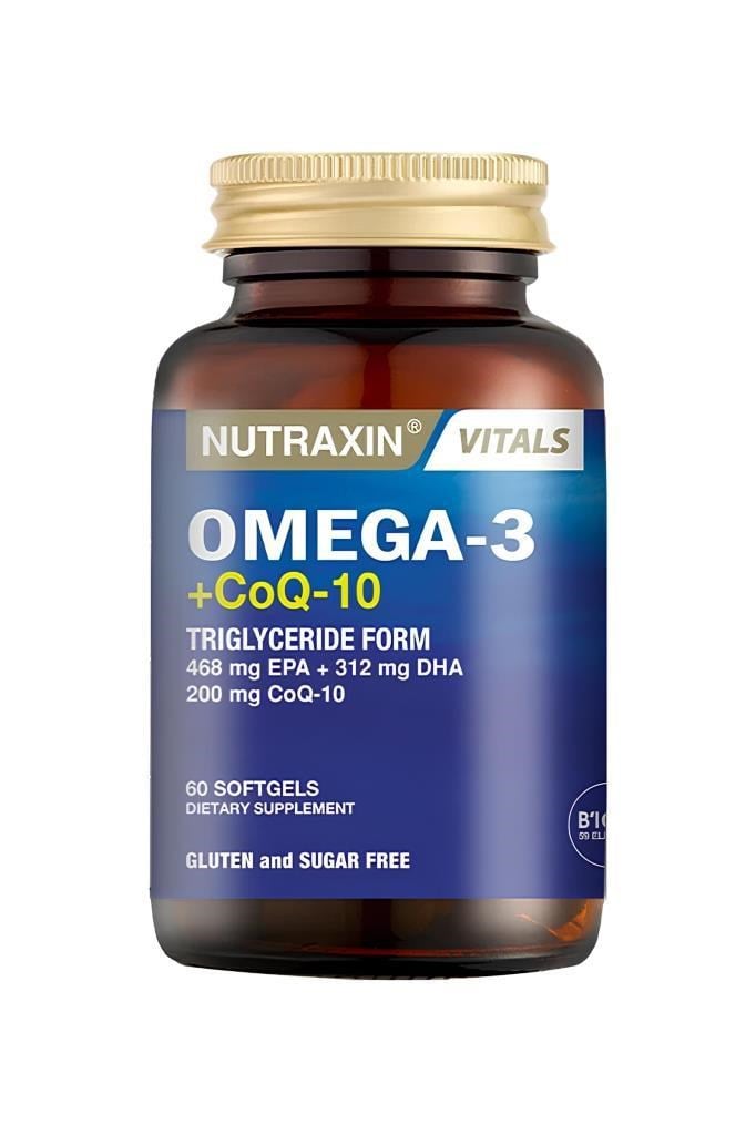 Nutraxin Omega-3 + CoQ-10 60 SoftgelsNutraxin Omega-3+CoQ-10 468mg EPA + 312 MG DHA + 200mg CoQ-10 60softgelsNutraxin