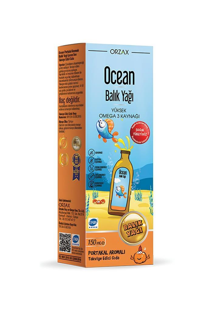 Ocean Balık Yağı Omega-3 Şurup Portakal 150 MLOcean Balık Yağı Omega-3 Şurup Portakal 150 MLOcean