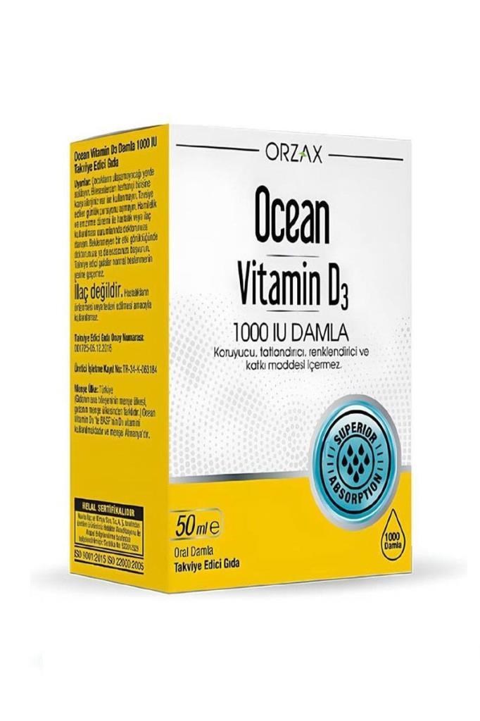 Ocean Vitamin D3 1000 IU Damla 50 ml Takviye | Hızlı KargoOcean Vitamin D3 1000 IU Damla 50 mlOcean
