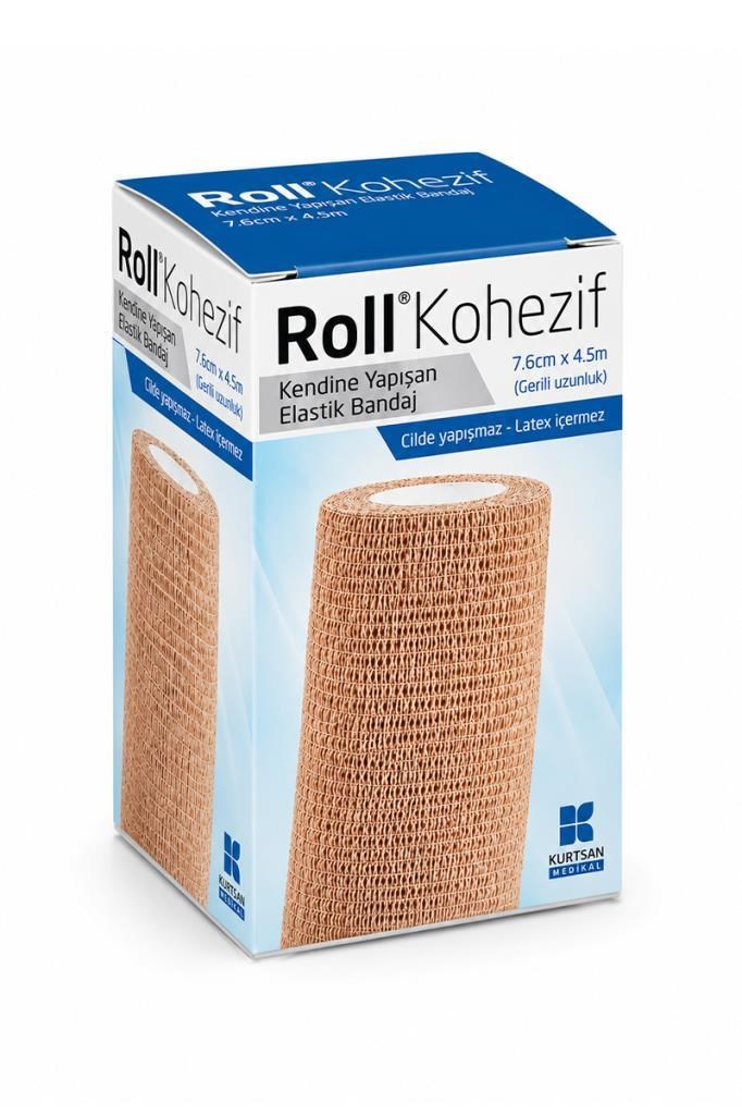 Roll Kohezif Kendine Yapışan 7.6cm x 4.5m Elastik BandajRoll Kohezif