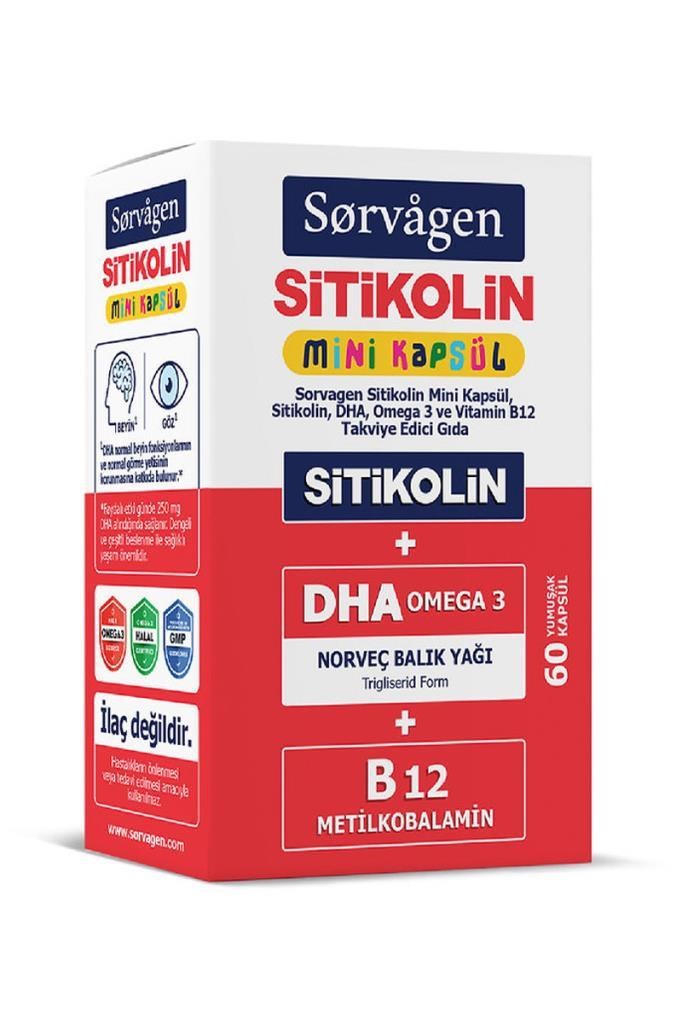 Sorvagen Mini Kapsül Sitikolin, Dha Omega 3 ve B12 - 60 KapsülSorvagen
