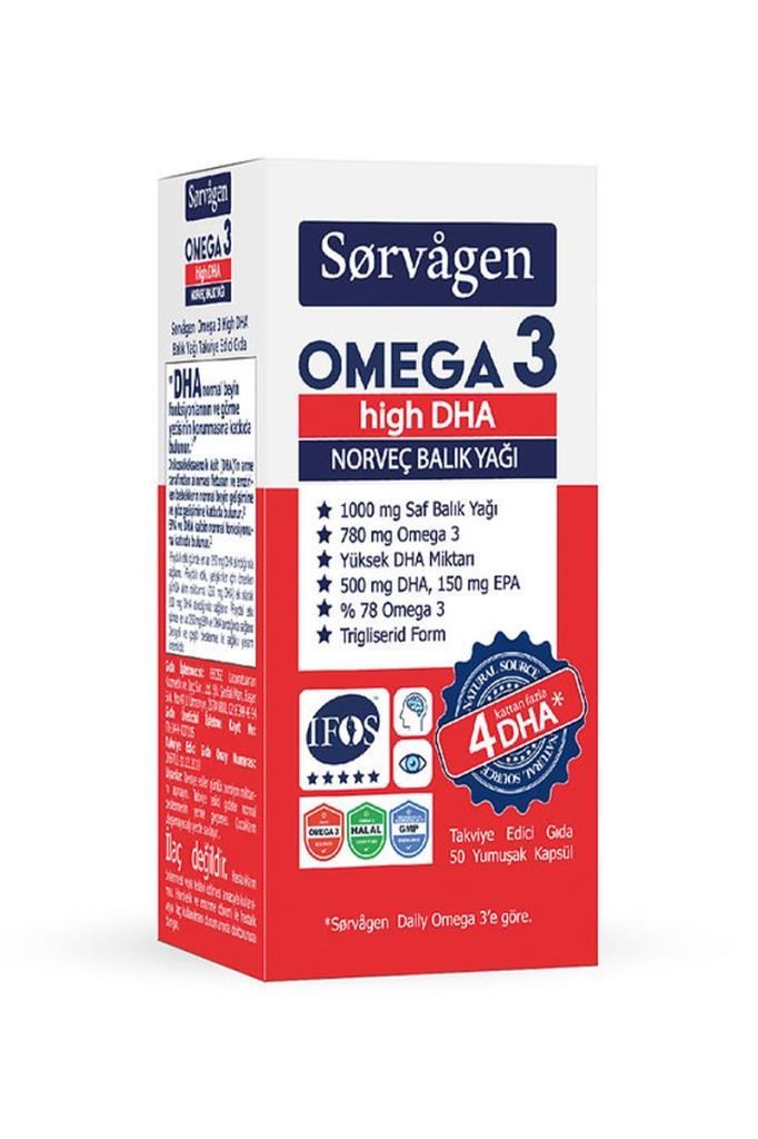 Sorvagen Omega 3 High DHA Norveç Balık Yağı 50 KapsülSorvagen