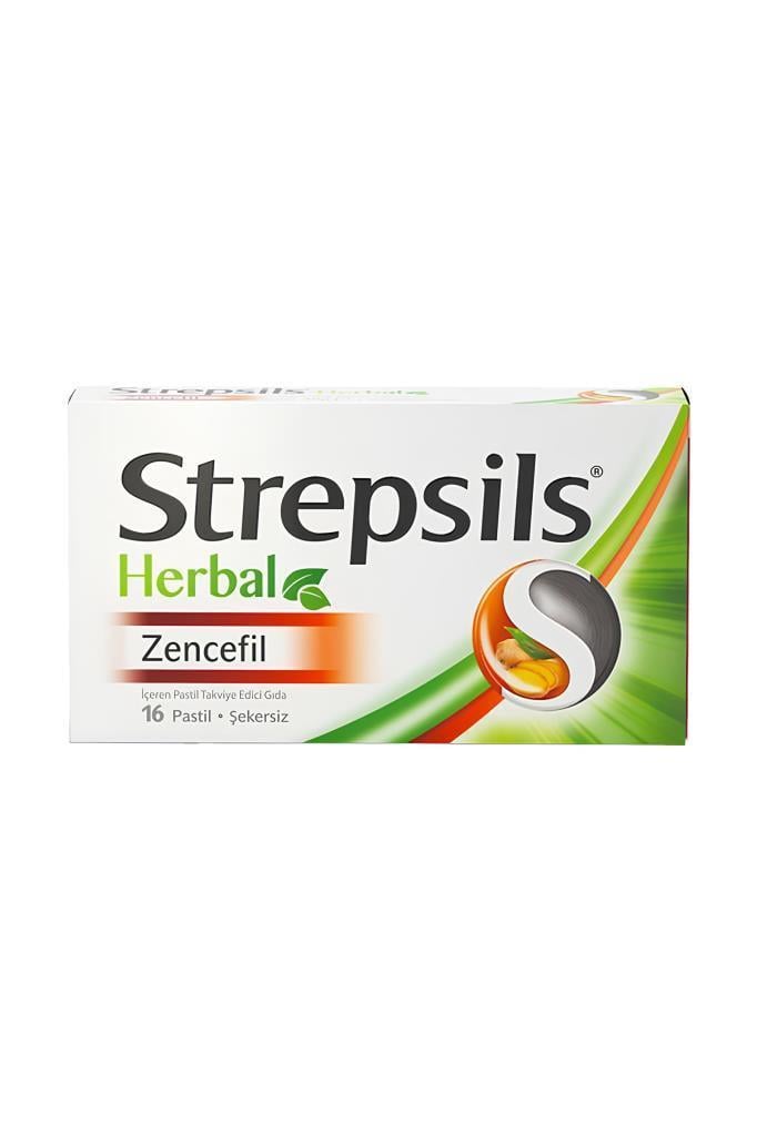 Strepsils Herbal Zencefil Aromalı 16 Pastil Strepsils Herbal Zencefil Aromalı Şekersiz 16 PastlStrepsils