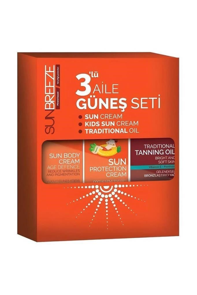 Sun Breeze 3'lü Aile Güneş Seti SPF 50+ Yağ SUN BREEZE 3Lü Aile Güneş Seti 50+SPF Yüz Güneş Kremi , 50+SPF Çoçuk Güneş Kremi 0 SPF Bronzlaştırıcı YağSunbreeze