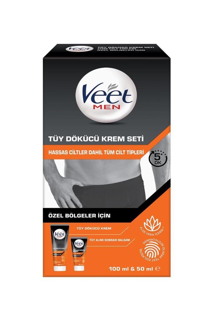 Veet Men Tüy Dökücü Krem 100 ml + Balsam 50 ml  Veet Men Özel Bölgeler İçin Tüy Dökücü Krem Intimate Kit 100 ml + 50 ml BalsamVeet