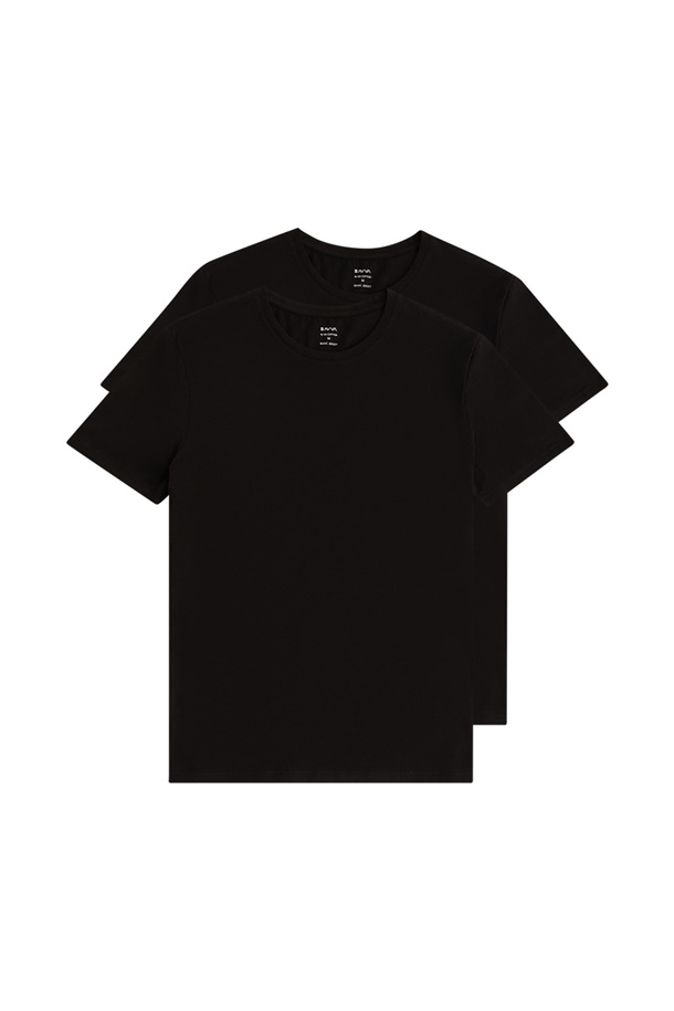 2'li Bisiklet Yaka Düz T-Shirt