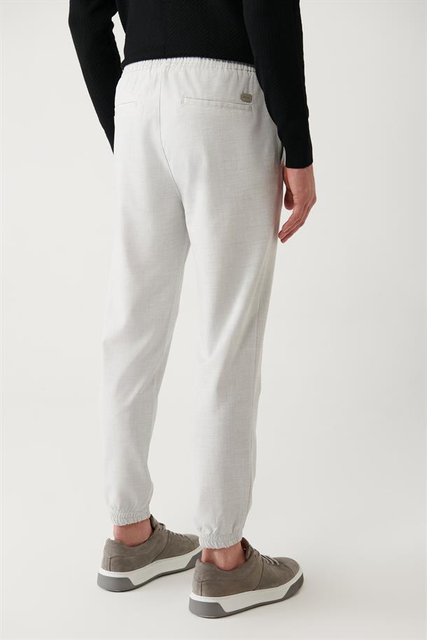 Açık Gri Paçası Lastikli Jogger Slim Fit Pantolon