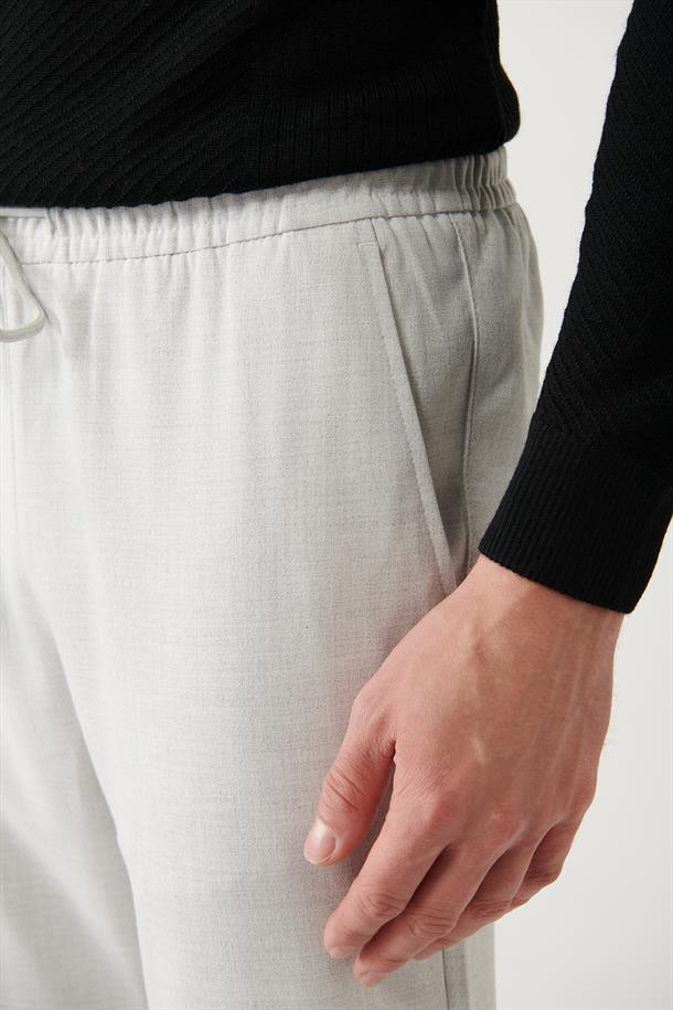 Açık Gri Paçası Lastikli Jogger Slim Fit Pantolon