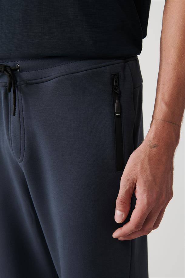 Antrasit Esnek Yumuşak Doku İnterlok Kumaş Lastikli Paça Jogger Unisex Eşofman Altı