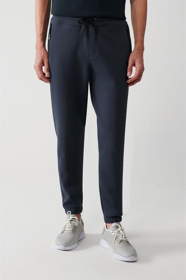 Antrasit Esnek Yumuşak Doku İnterlok Kumaş Lastikli Paça Jogger Unisex Eşofman Altı