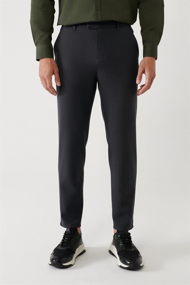 Antrasit Yumuşak Tuşeli Slim Fit Chino Pantolon