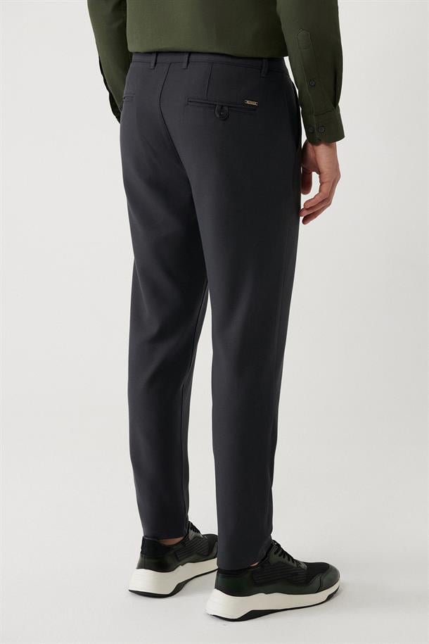 Antrasit Yumuşak Tuşeli Slim Fit Chino Pantolon