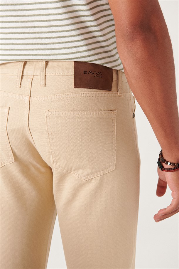Bej 5 Cepli Slim Fit Pantolon