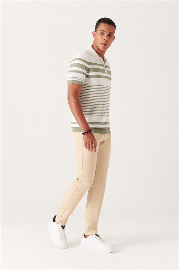 Bej 5 Cepli Slim Fit Pantolon