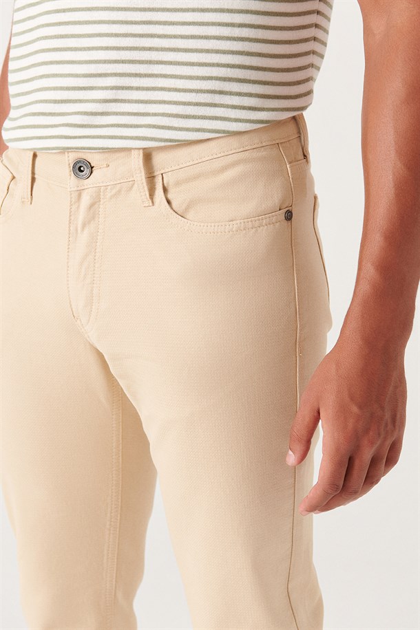Bej 5 Cepli Slim Fit Pantolon