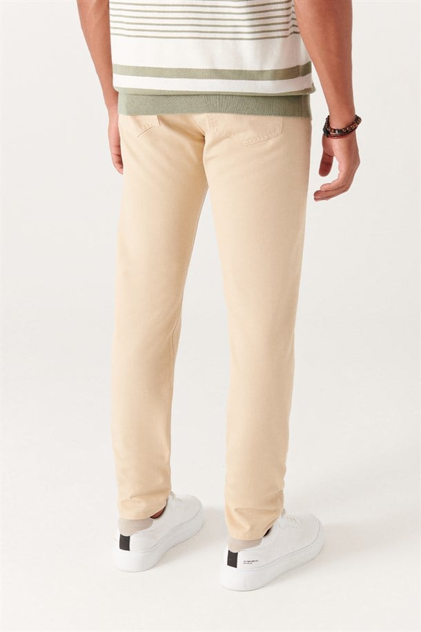 Bej 5 Cepli Slim Fit Pantolon
