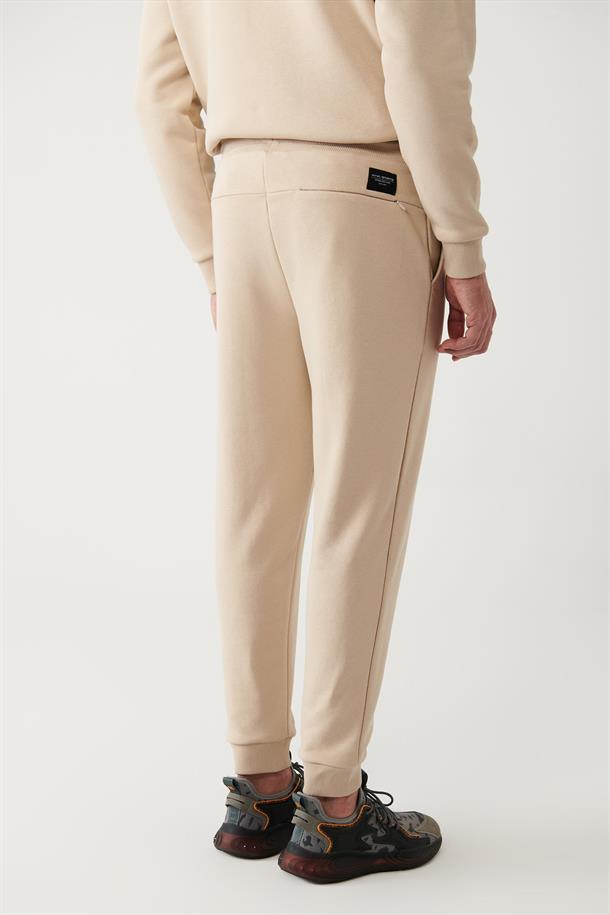 Bej Gofre Baskılı Jogger
