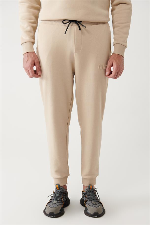Bej Gofre Baskılı Jogger