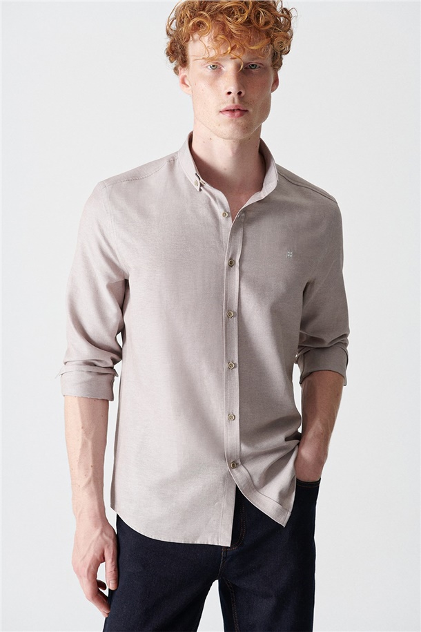 Oxford Düğmeli Yaka Slim Fit Gömlek