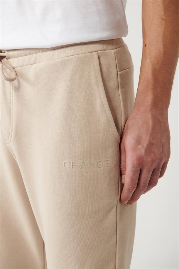 Bej Piramid Baskılı Jogger