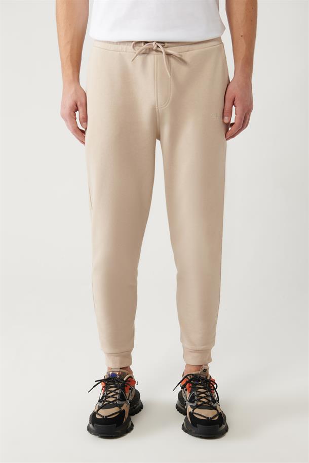 Bej Piramid Baskılı Jogger