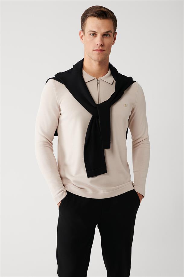Bej Polo Yaka Rayon Kazak