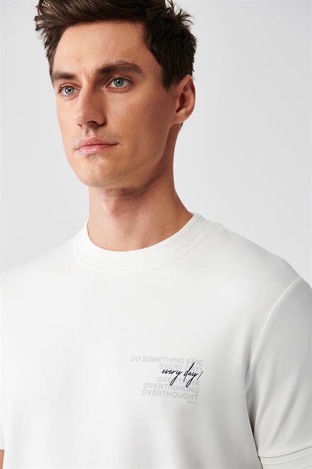 Beyaz Baskılı T-shirt