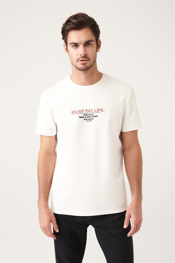 Beyaz Baskılı T-shirt