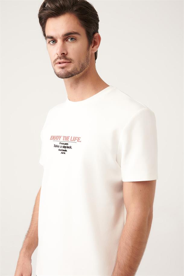 Beyaz Baskılı T-shirt
